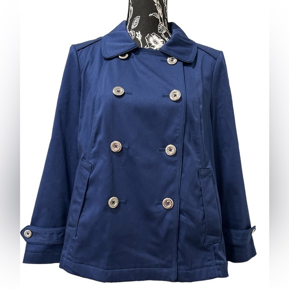 White House Black Market Blue Trench Coat - Picture 1 of 11